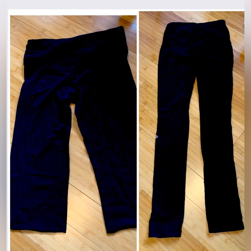 Two Lululemon for one price. One set of capris sz 6 and one set of tights, sz 4